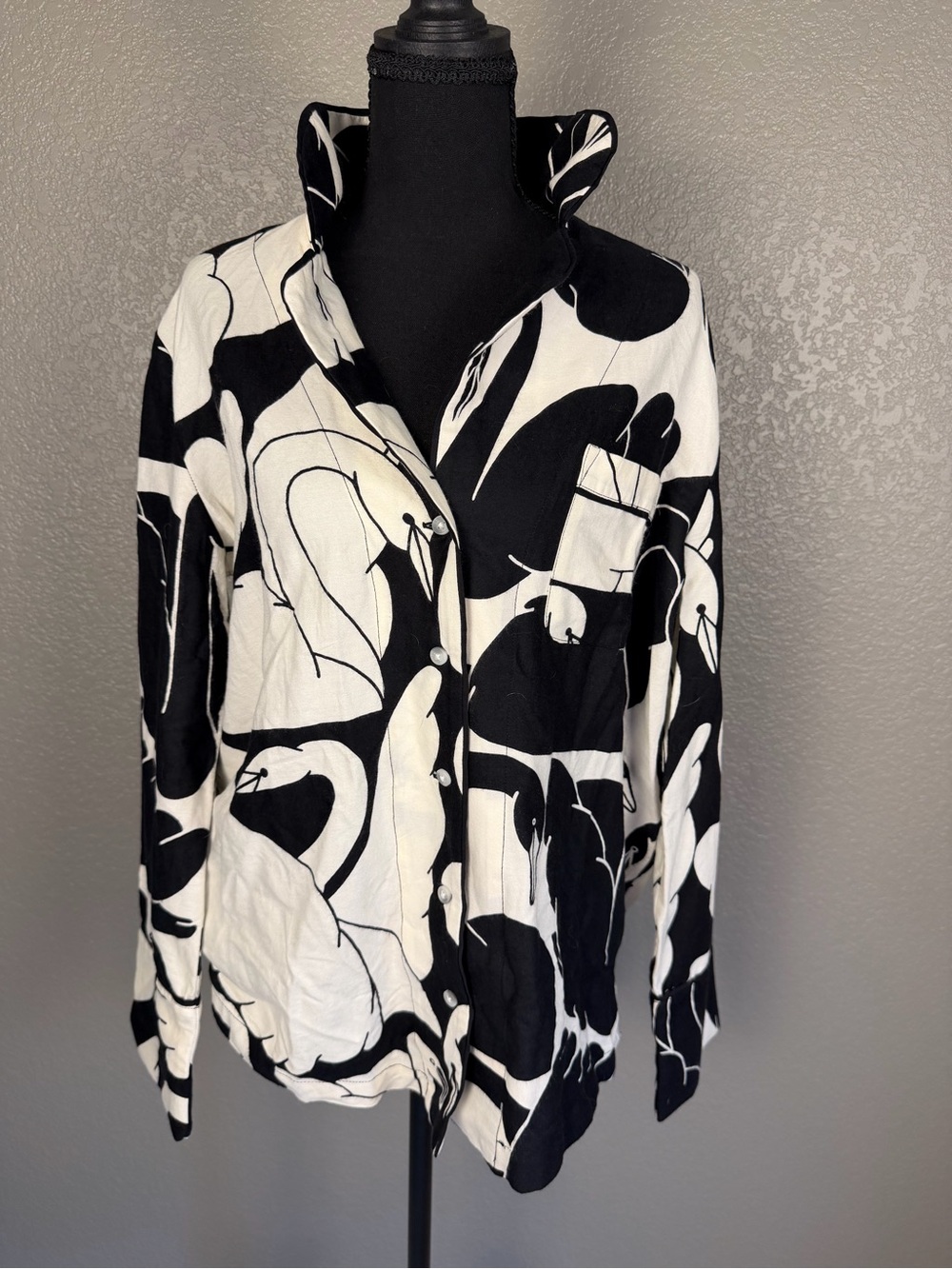 Anthropologie Cecelia Pettersson Black and White Abstract Blouse